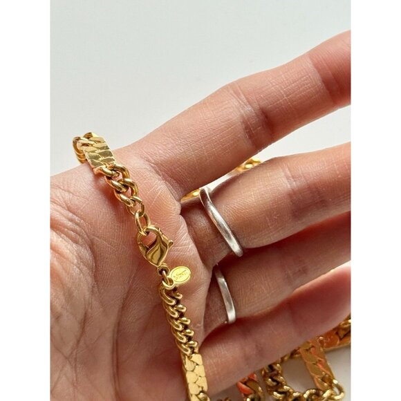 Vintage MONET Gold Tone Curb Chain Long Necklace - Picture 4 of 7